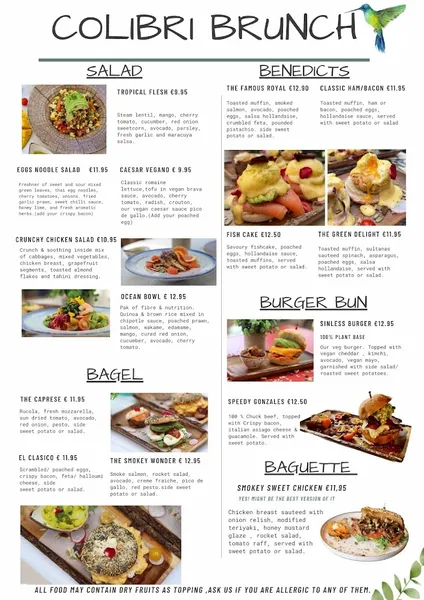 menu 0 of Colibri Brunch & Bistro
