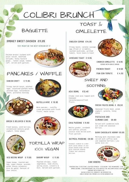 menu 1 of Colibri Brunch & Bistro
