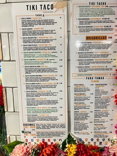 menu 1 of TKO Tacos Clavel