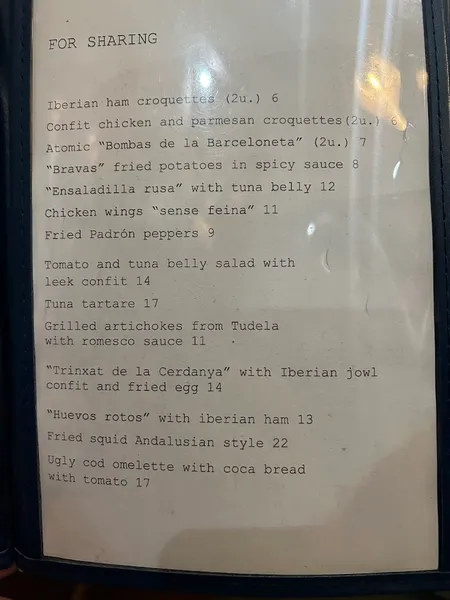menu 0 of Bodega La Puntual