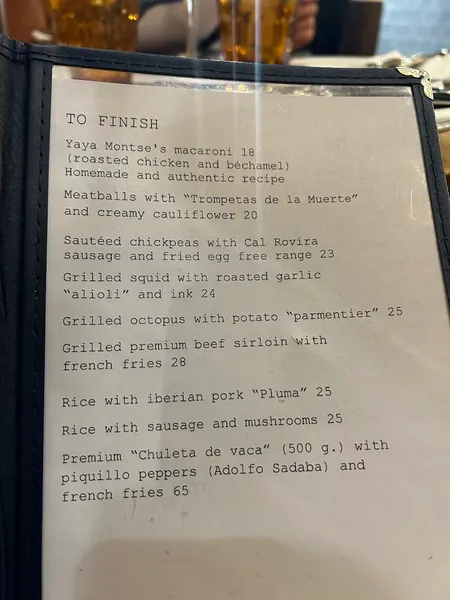 menu 1 of Bodega La Puntual