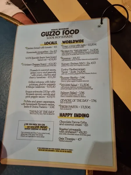menu 1 of GUZZO I Restaurante con música en el Born