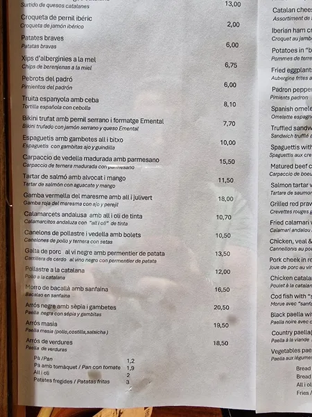 menu 2 of Nou Celler