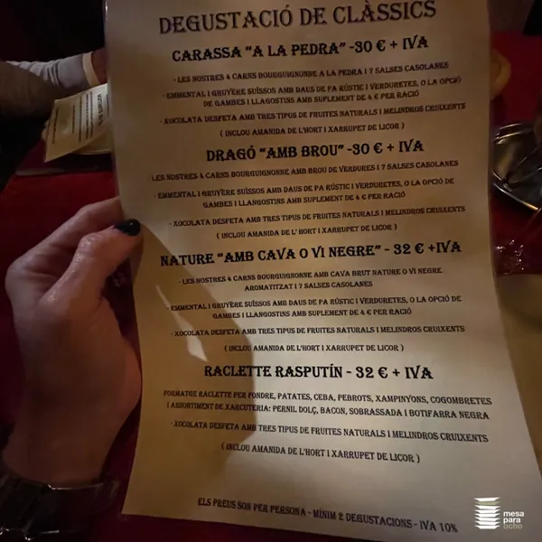 menu 1 of La Carassa
