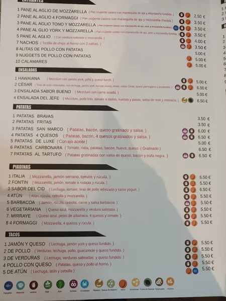 menu 2 of SABOR DEL CID