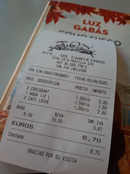 menu 2 of Restaurante "Os Canteiros"
