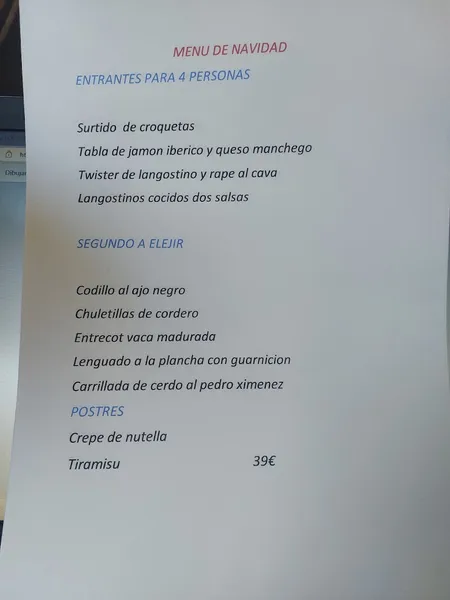menu 1 of Los Herreros