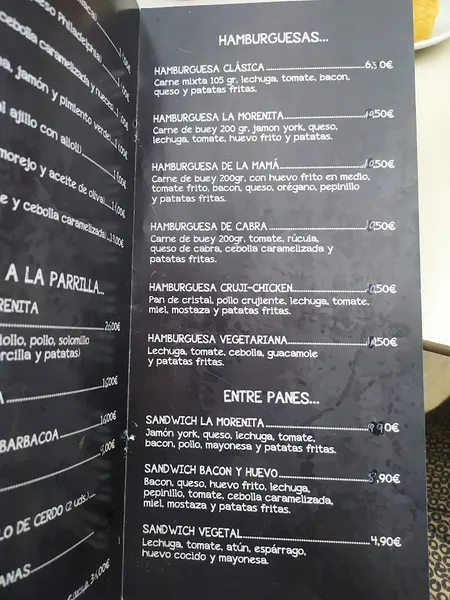 menu 1 of Restaurante La Morenita