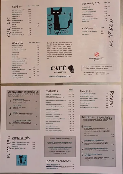menu 1 of Café 4 Gatos