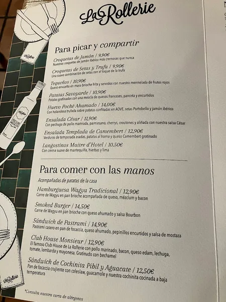 menu 2 of La Rollerie Guzmán el Bueno