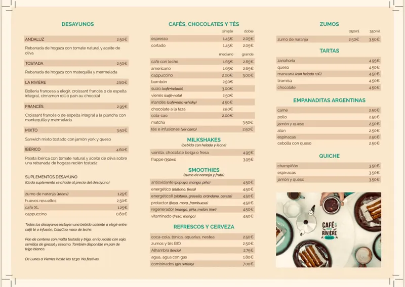 menu 0 of Café de la Rivière