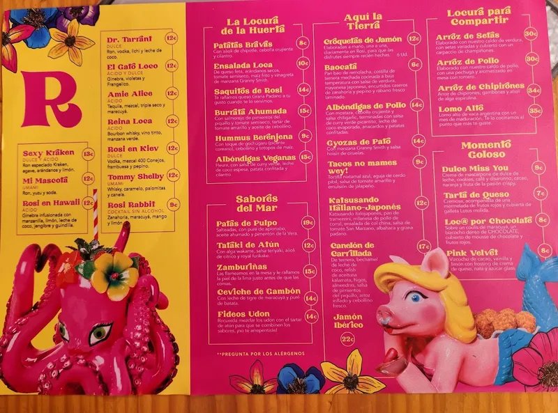 menu 2 of Rosi La Loca