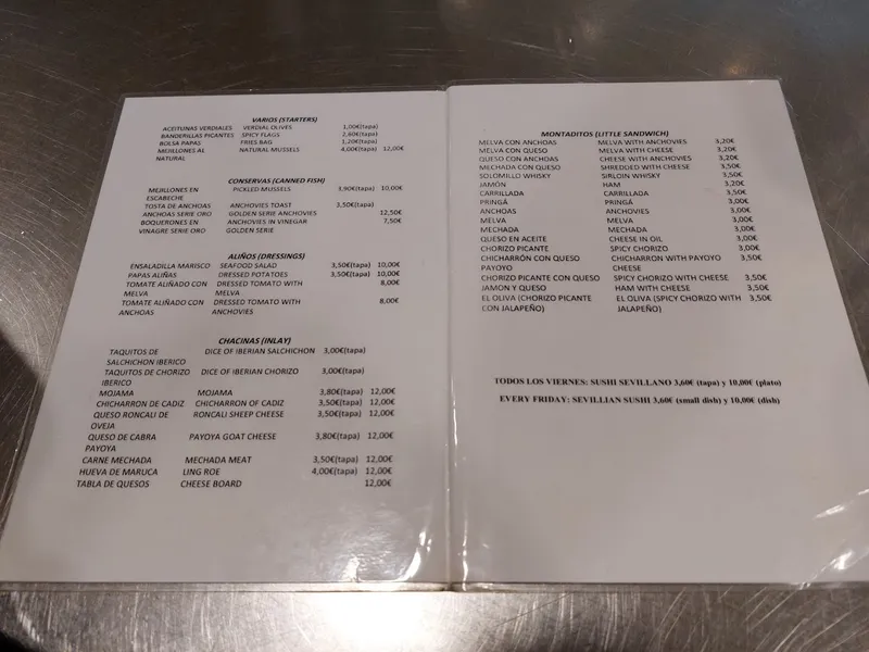 menu 1 of Cervecería La Guasa Sevillana