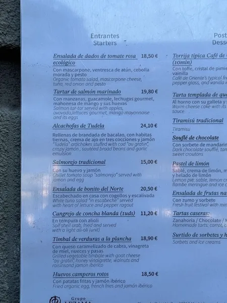 menu 1 of Café de Oriente - Restaurante Palacio Real Madrid