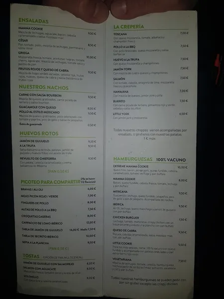 menu 1 of Mamma Cookie