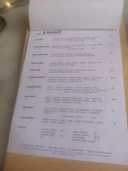 menu 1 of .paradero specialty coffee & brunch