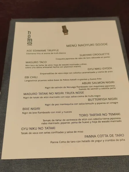 menu 0 of Nomo Gràcia