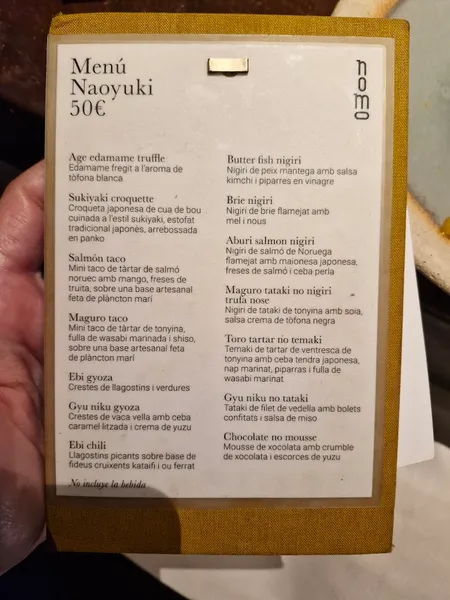 menu 2 of Nomo Gràcia