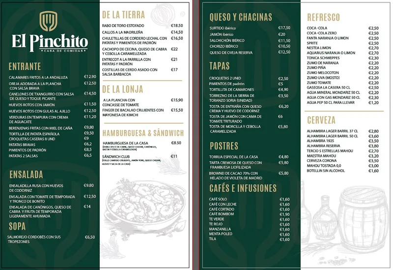 menu 0 of Restaurante El Pinchito