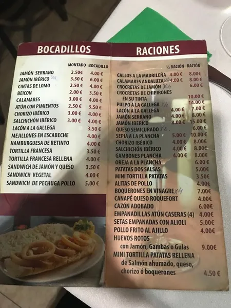 menu 2 of Restaurante El Pinchito