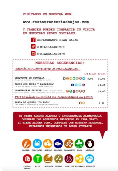 menu 0 of Restaurante Rías Bajas