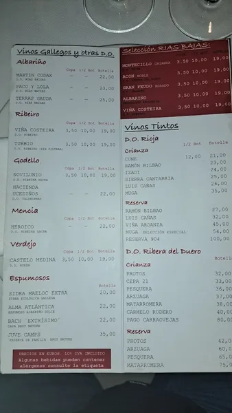 menu 1 of Restaurante Rías Bajas