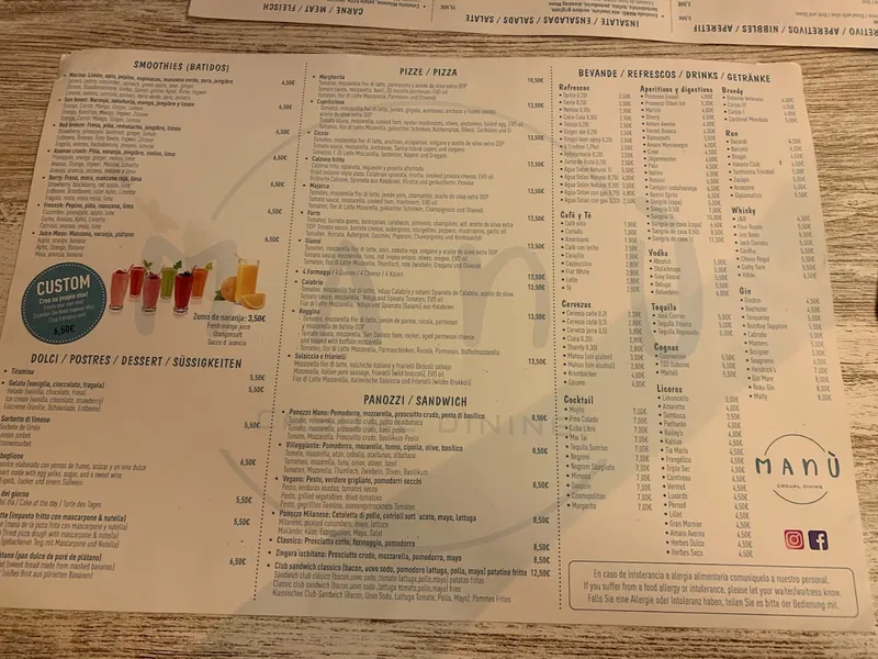 menu 1 of Manù