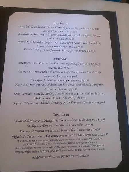menu 0 of La Esquina del Real