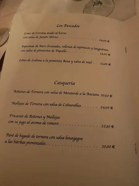 menu 2 of La Esquina del Real