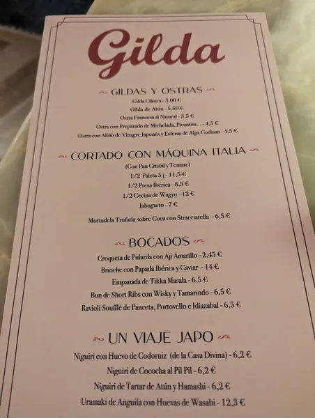 menu 1 of Gilda