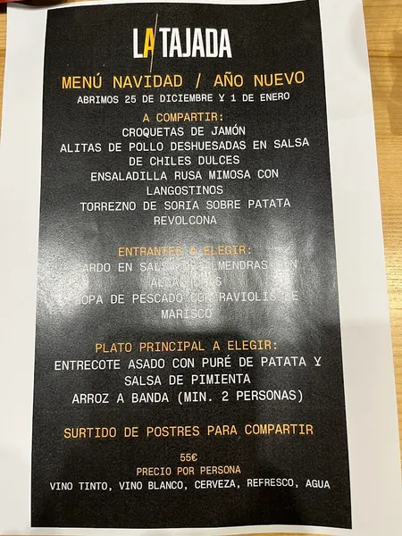 menu 0 of La Tajada