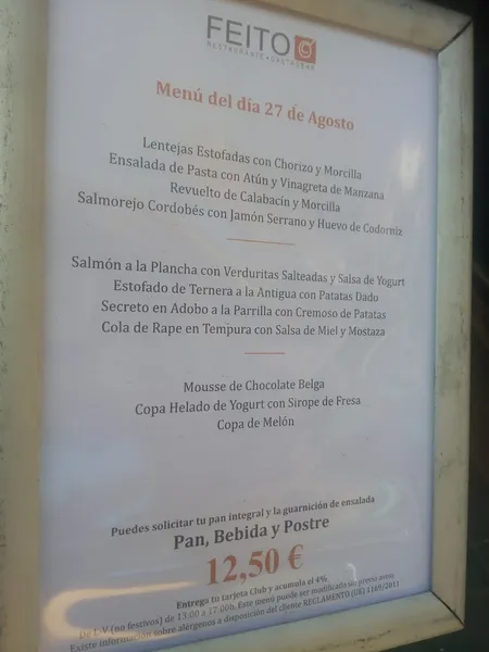 menu 2 of Restaurante FEITO USERA
