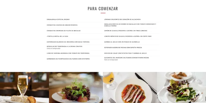 menu 1 of Bilbao Restaurante