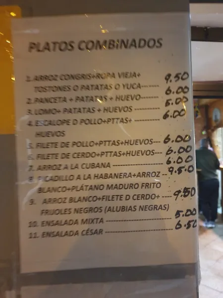 menu 2 of Bar El Cubanero