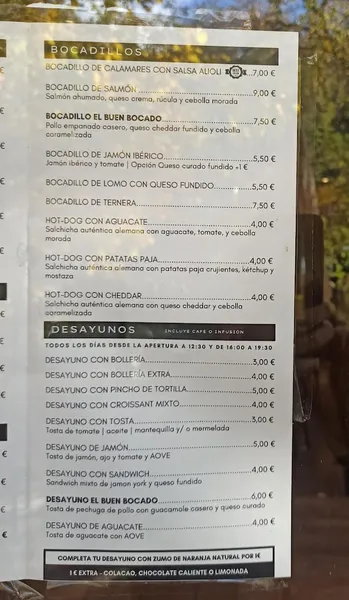 menu 1 of El Buen Bocado