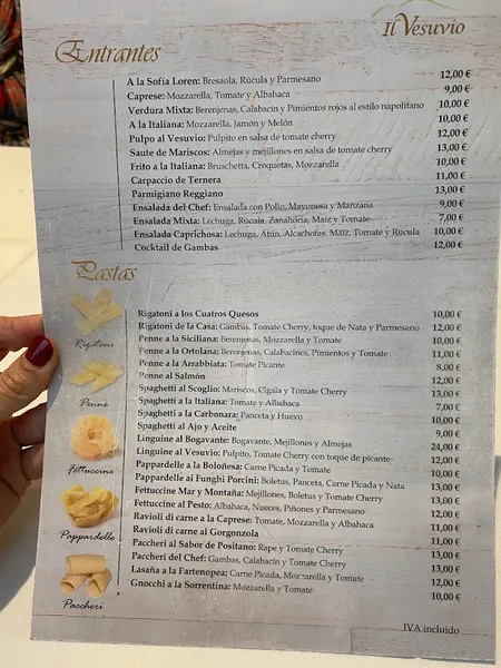 menu 1 of Il Vesuvio Restaurante Italiano