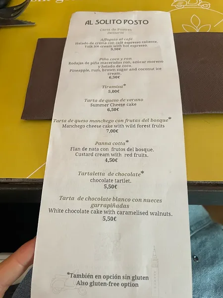 menu 0 of Al Solito Posto