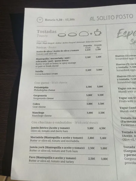menu 2 of Al Solito Posto