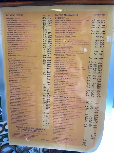 menu 2 of Bar Casa Morales