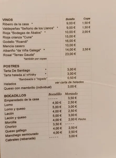 menu 1 of La Casa del Pulpo