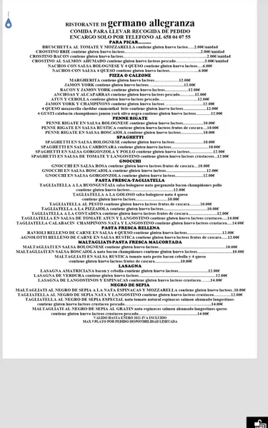 menu 0 of il gamberetto di palma