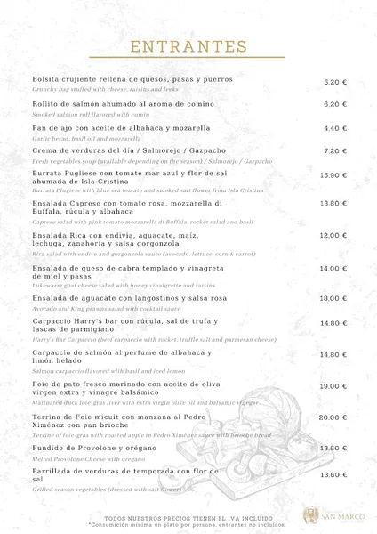 menu 0 of Restaurante San Marco Santa Cruz