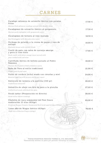 menu 1 of Restaurante San Marco Santa Cruz