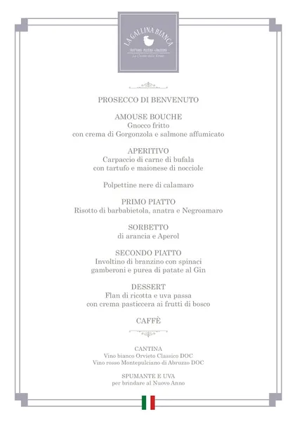 menu 0 of La Gallina Bianca