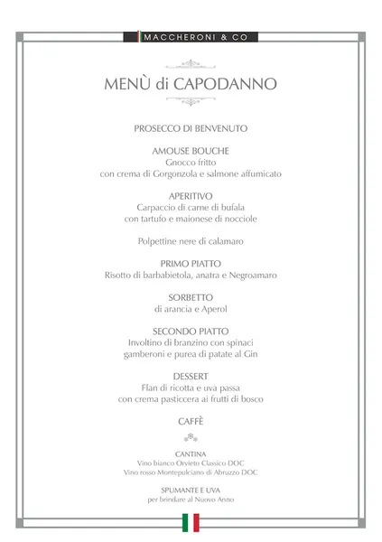 menu 0 of Maccheroni & Co.