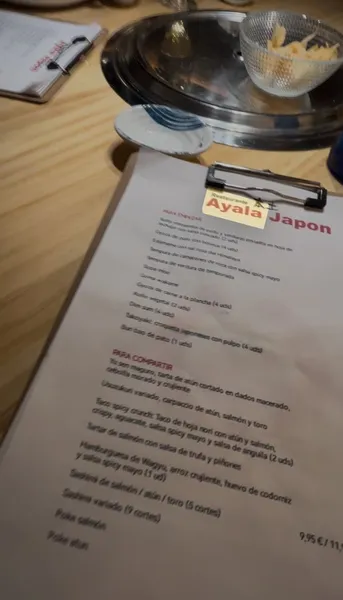 menu 1 of Ayala Japón