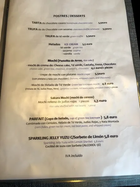 menu 0 of Txatei