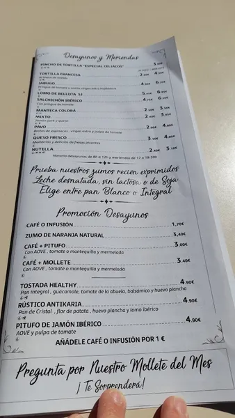 menu 2 of La Antikaria