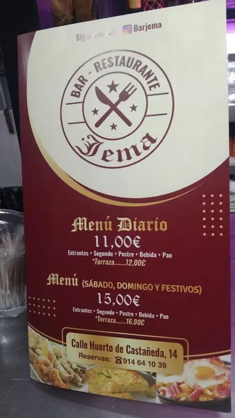 menu 2 of Bar Restaurante Jema