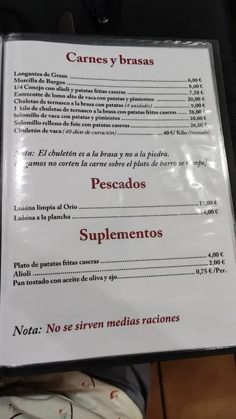 menu 0 of Asador Los Gigantes